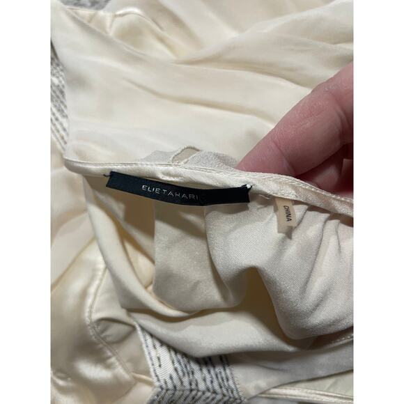 Elie Tahari Tamar Chiffon Silk Layered Blouse Womens Small Beaded Cream MSRP$268 - Picture 9 of 9